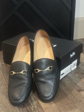 Coach Haley Leather Loafer Box in Black with White Logo